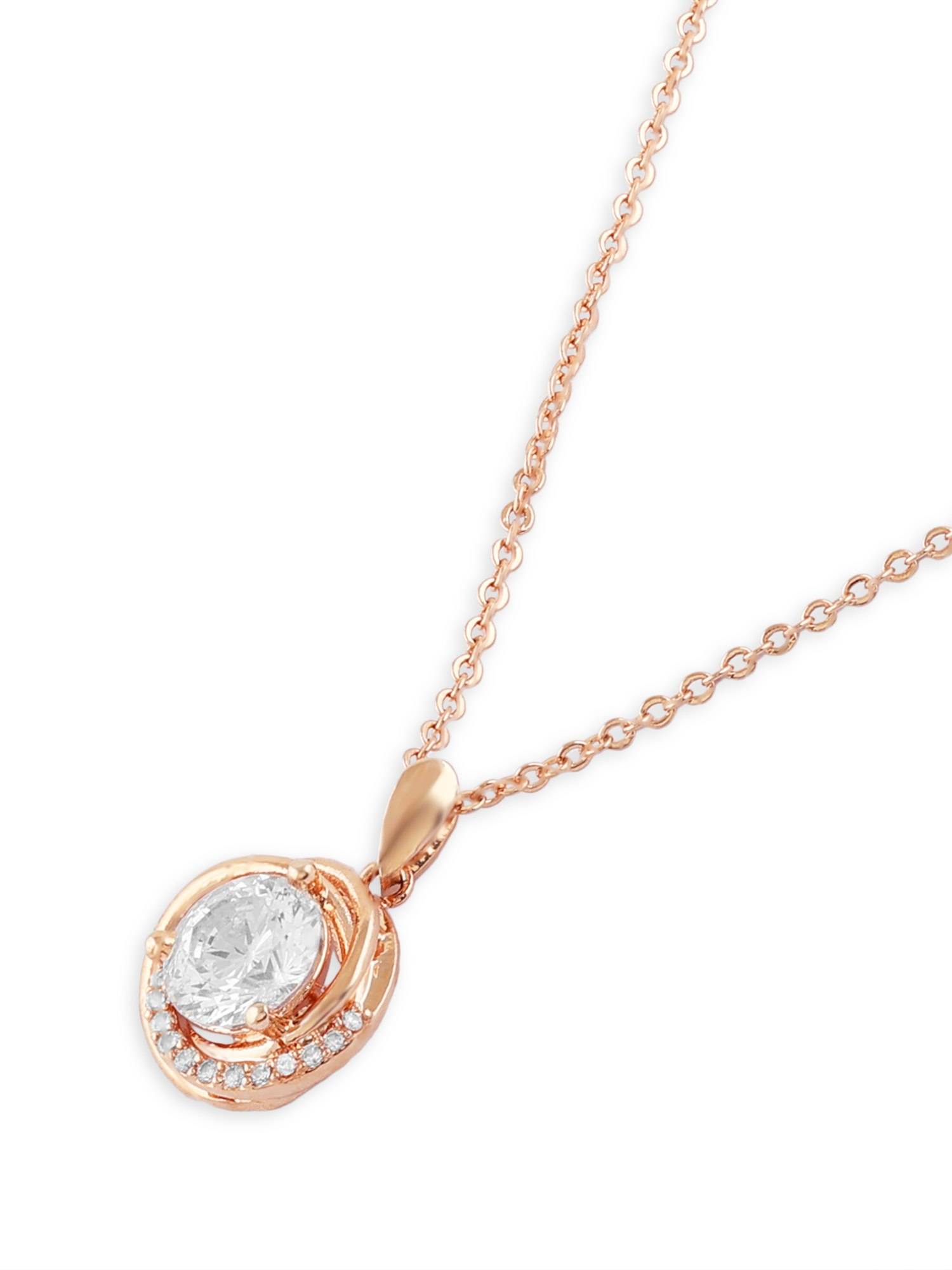 Buy Zaveri Pearls Rose Gold Tone Dazzling Cubic Zirconia Brass