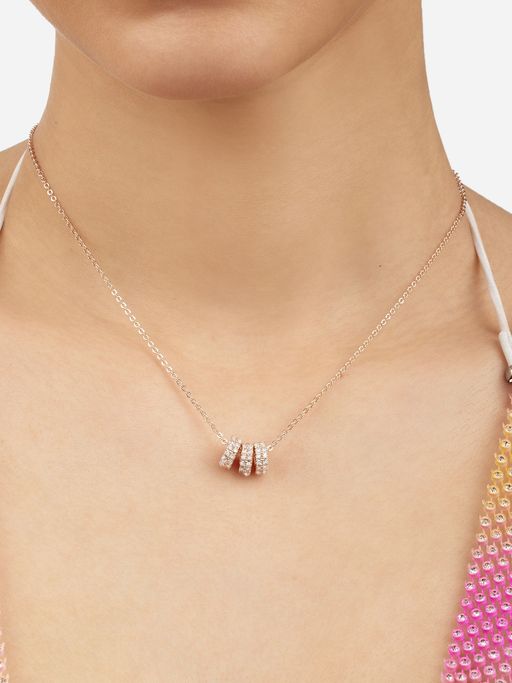 Zaveri Pearls Rose Gold Tone Cubic Zirconia Minimal Rings Pendant & Chain-ZPFK17127