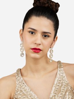 Zaveri Pearls - Gold Tone Dazzling Austrian Diamonds Embellished Drop Earrings-ZPFK17129
