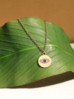 Zaveri Pearls - Blue Dazzling Austrian Diamonds Contemporary Evil Eye Pendant & Chain-ZPFK17206