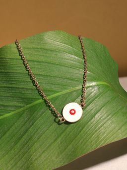 Zaveri Pearls - Gold Tone Classy Contemporary Minimal Evil Eye Pendant & Chain-ZPFK17209