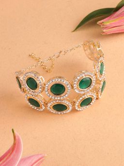 Zaveri Pearls - Green Stones & Austrian Diamonds Embellished Bracelet-ZPFK17300