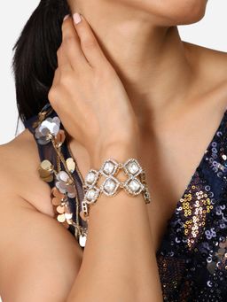 Zaveri Pearls - Gold Tone Austrian Diamonds & Stones Embellished Bracelet-ZPFK17302