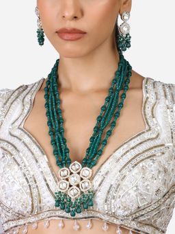 Zaveri Pearls - Green Multistrand Austrian Diamonds Necklace Earring Set-ZPFK17346