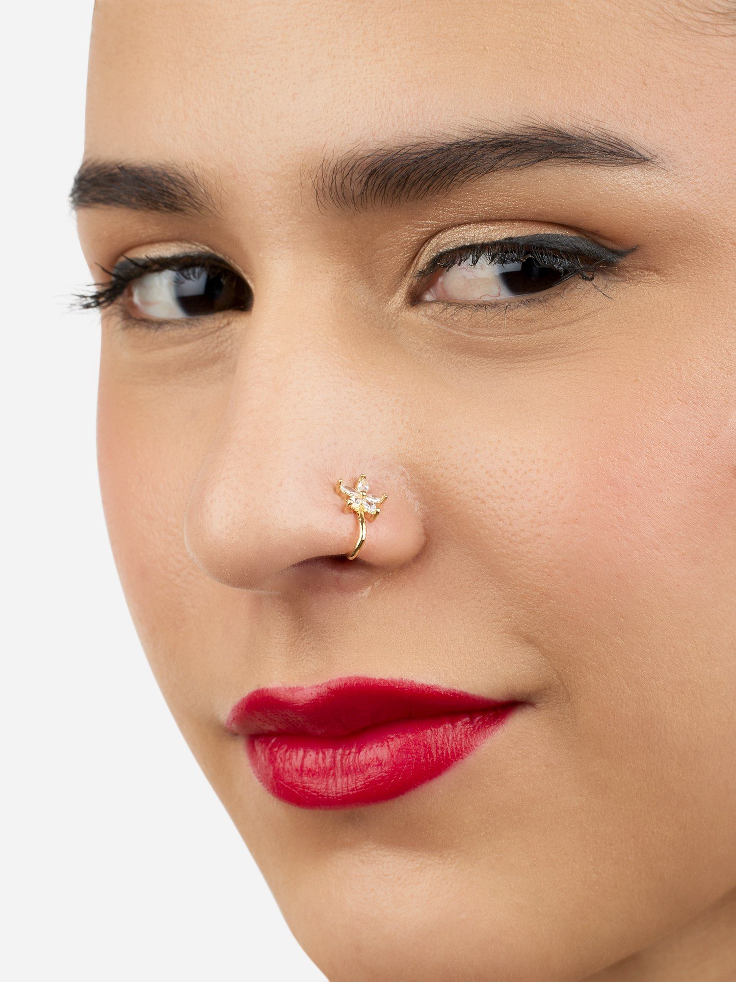 アクセサリー Znanboo Buy Zaveri Pearls Set of 3 Gold Tone Cubic Zirconia Brass Clip On