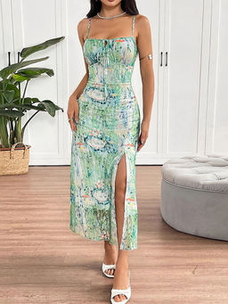 Outzidr - Multi Strappy Side Slit Midi Dress