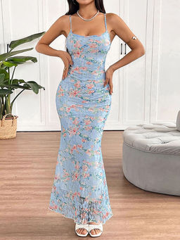 Outzidr - Multi Strappy Printed Maxi Dress