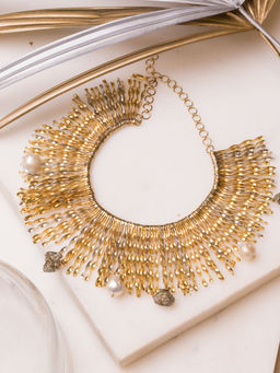 Vasundhara - Twisted Lines with Pyrite Drop Necklace (24)