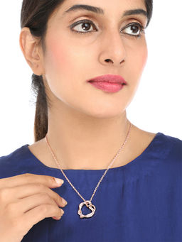 Yellow Chimes - Rose Gold -toned Crystal Embracing Love Heart Shaped Pendant