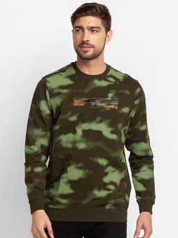 Spykar - Rifle Green Cotton Full Sleeve Round Neck Sweatshirt for Men
