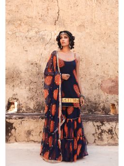 Gulabo Jaipur - Shinaz Blue Sharara (Set of 3)