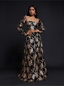PHATAKAA - Black Corset Lehenga (Set of 2)