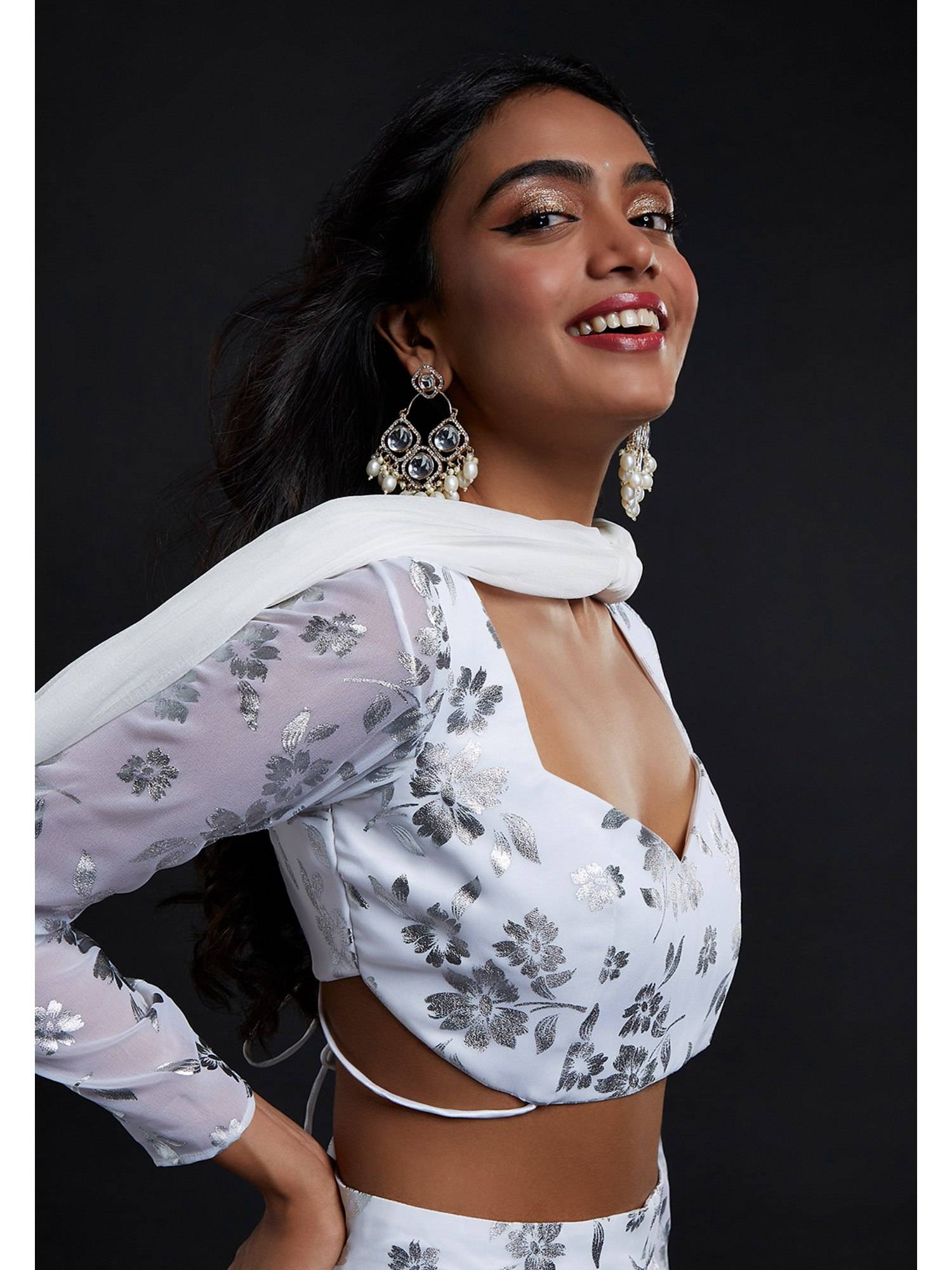 Buy PHATAKAA White Chandi Backless Blouse Online
