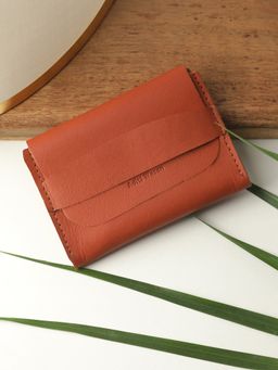 Aditi Wasan - Tan Genuine Leather Gusseted Card Holder
