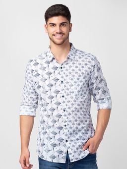 Spykar - White Full Sleeves Shirt For Men