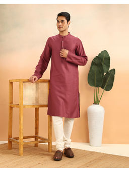 Fabindia - Red Viscose Silk Long Kurta