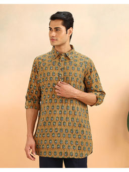 Fabindia - Yellow Cotton Printed Short Kurta