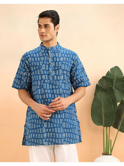 Fabindia - Blue Cotton Printed Short Kurta