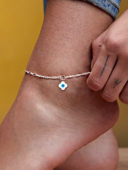 MINUTIAE - Silver-Plated Motif Chain Medium Anklet for Womens