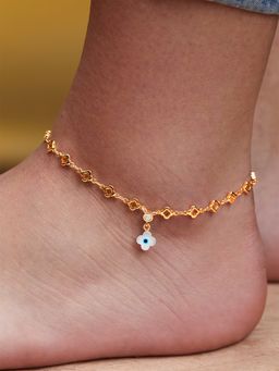 MINUTIAE - Gold-Plated Motif Chain Medium Anklet for Womens