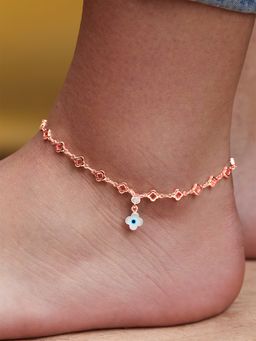 MINUTIAE - Rose Gold-Plated Motif Chain Medium Anklet for Womens