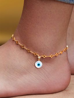 MINUTIAE - Gold-Plated Motif Chain Medium Anklet for Womens