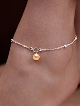 MINUTIAE - Silver-Plated Motif Chain Medium Anklet for Womens
