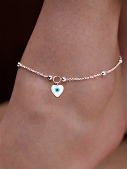 MINUTIAE - Silver-Plated Motif Chain Medium Anklet for Womens