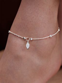 MINUTIAE - Silver-Plated Motif Chain Medium Anklet for Womens