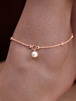 MINUTIAE - Rose Gold-Plated Motif Chain Medium Anklet for Womens