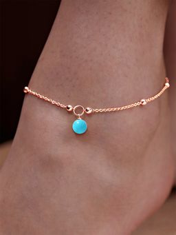 MINUTIAE - Rose Gold-Plated Motif Chain Medium Anklet for Womens