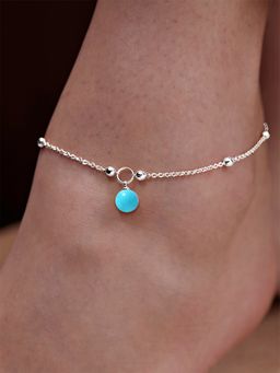 MINUTIAE - Silver-Plated Motif Chain Medium Anklet for Womens
