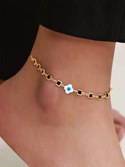 MINUTIAE - Gold-Plated Motif Chain Medium Anklet for Womens