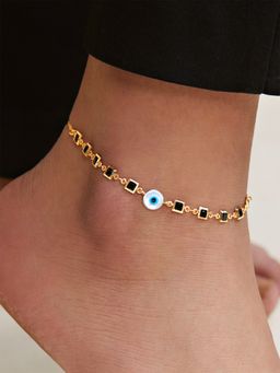 MINUTIAE - Gold-Plated Motif Chain Medium Anklet for Womens