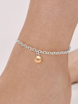 MINUTIAE - Silver-Plated Motif Chain Medium Anklet for Womens
