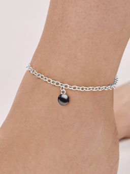 MINUTIAE - Silver-Plated Motif Chain Medium Anklet for Womens