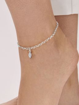 MINUTIAE - Silver-Plated Motif Chain Medium Anklet for Womens