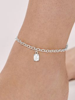 MINUTIAE - Silver-Plated Motif Chain Medium Anklet for Womens
