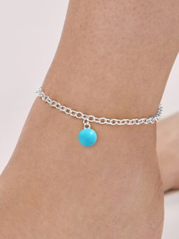 MINUTIAE - Silver-Plated Motif Chain Medium Anklet for Womens