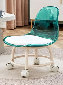 DecorTwist - Sitting Stool with Wheels for Office & Home (Green)