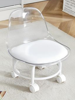 DecorTwist - Sitting Stool with Wheels for Office & Home (White)