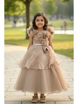 Lagorii - Brown Ruffle Layered Party Gown