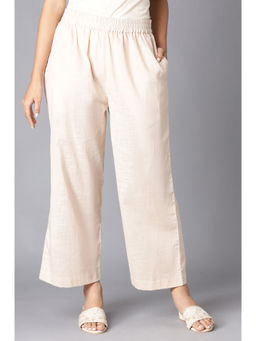 W - Beige Solid Parallel Pant