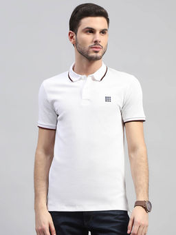 Rock.it - Mens White Solid Collar Neck Half Sleeve Polo T-Shirt