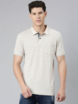 Classic Polo - Mens Cream Collar Neck Polo T-Shirt