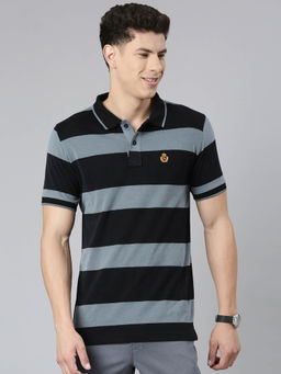 Classic Polo - Mens Striped Multicolor Collar Neck Polo T-Shirt