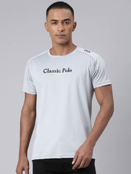 Classic Polo - Mens Solid Grey Round Neck T-Shirt