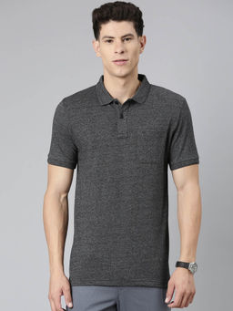 Classic Polo - Mens Solid Black Collar Neck Polo T-Shirt