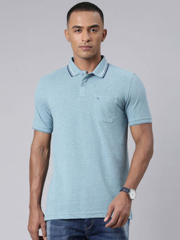 Classic Polo - Mens Solid Sea Green Collar Neck Polo T-Shirt