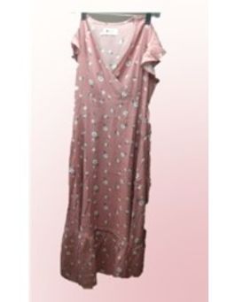 Twenty Dresses by Nykaa Fashion - Pink Floral V Neck Sleeveless Midi Fit And Flare Dress